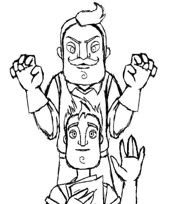 Online coloring book: Neighbor with a teenager coloring page